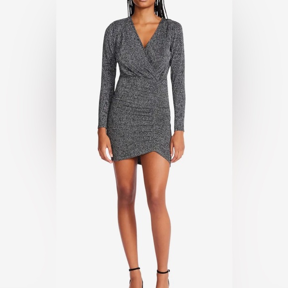 Betsey Johnson Metallic Knit Faux Wrap Dress - Picture 1 of 2